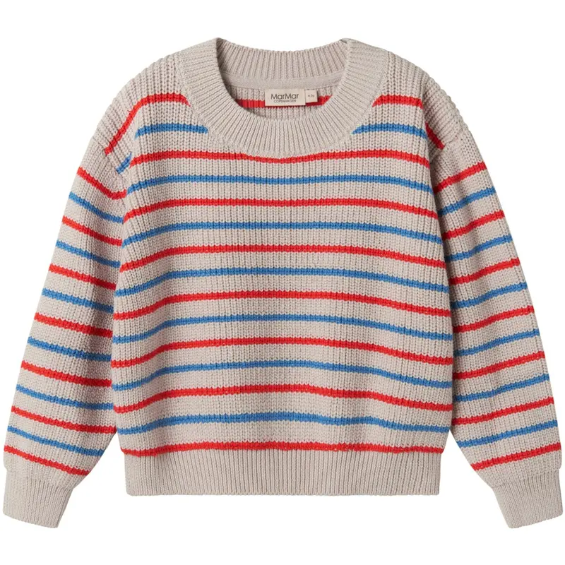 Marmar Cotton Knit Ea Stripe Tomato Mix Stripe Teno Strikket Bluse 1