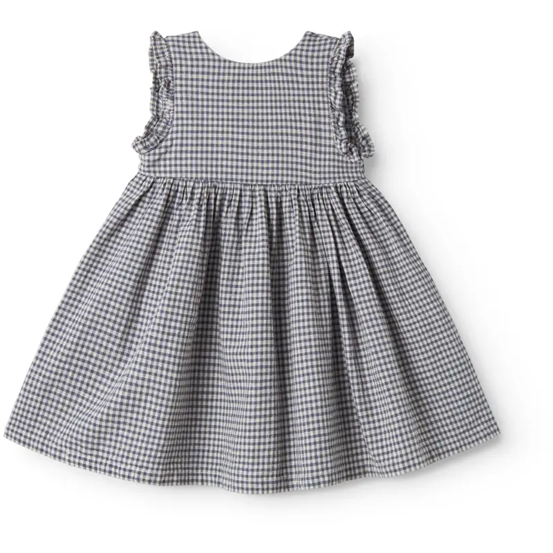 Marmar Cotton Linen Marine Check Darame Kjole 1