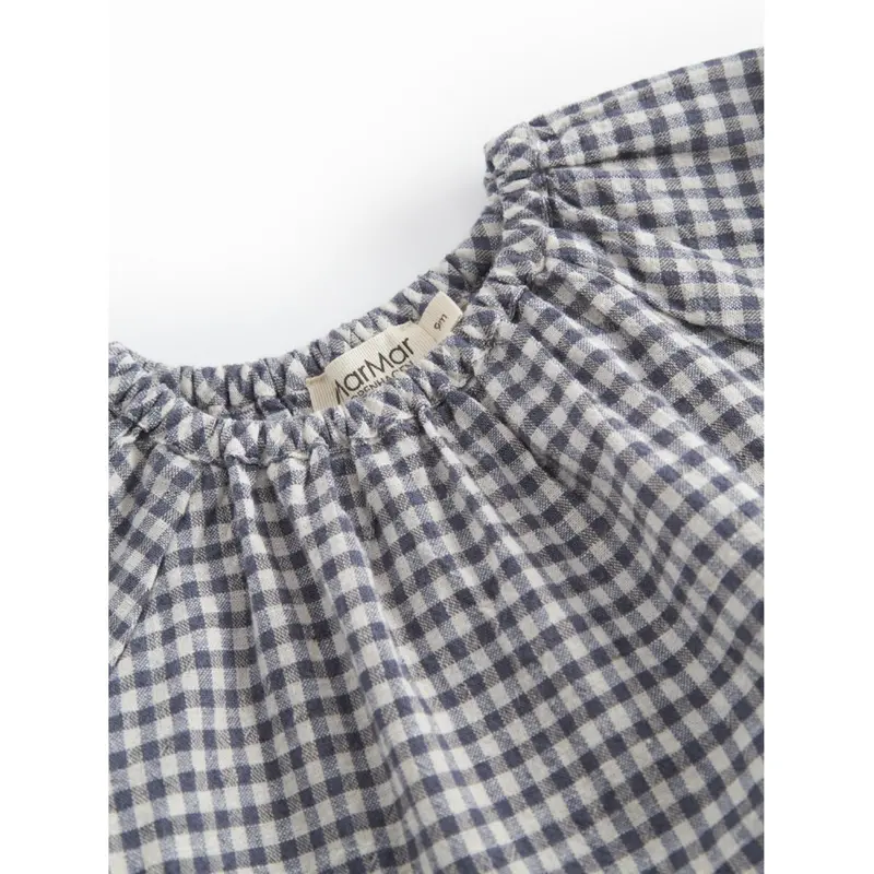 Marmar Cotton Linen Marine Check Dawson B Kjole 4