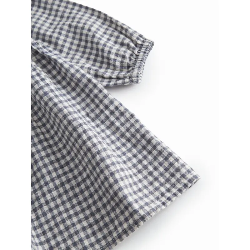 Marmar Cotton Linen Marine Check Dawson B Kjole 5