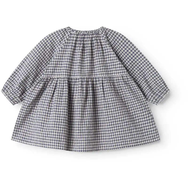 Marmar Cotton Linen Marine Check Dawson B Kjole 6