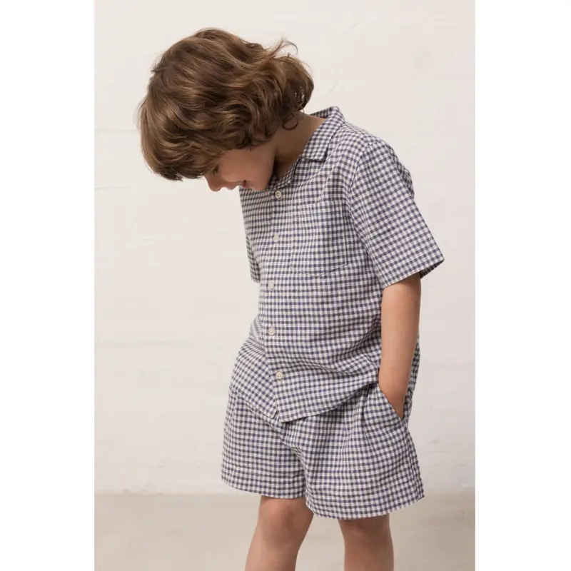 Marmar Cotton Linen Marine Check Pinon Shorts 2