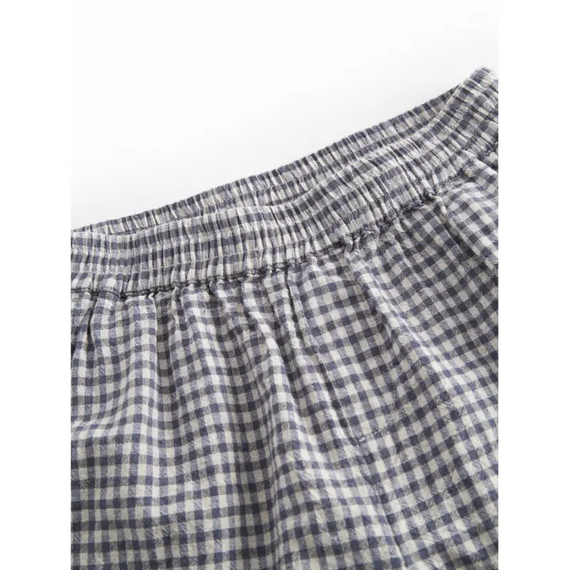 Marmar Cotton Linen Marine Check Pinon Shorts 3