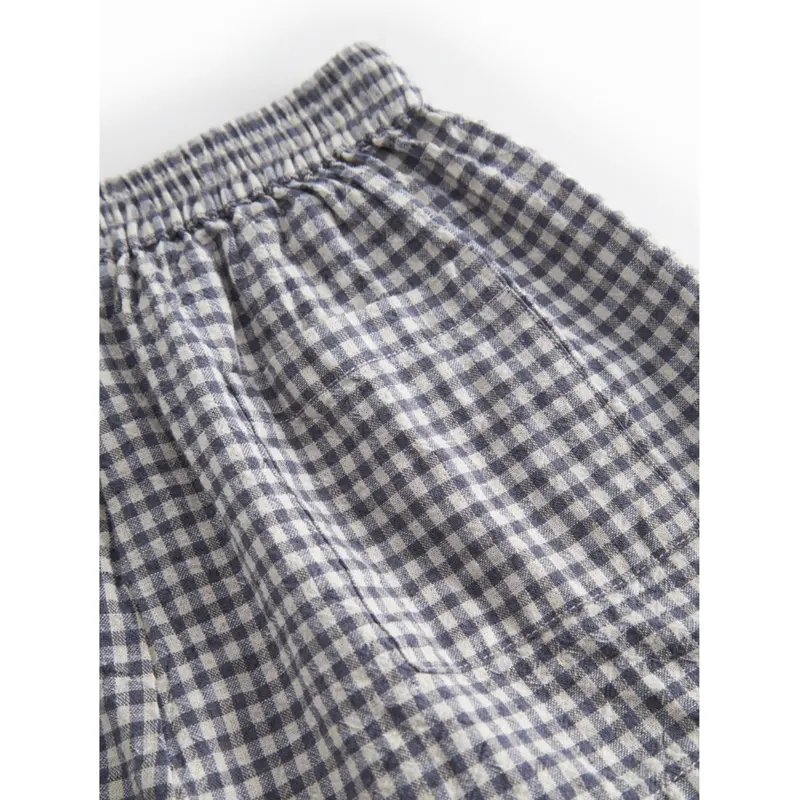 Marmar Cotton Linen Marine Check Pinon Shorts 4