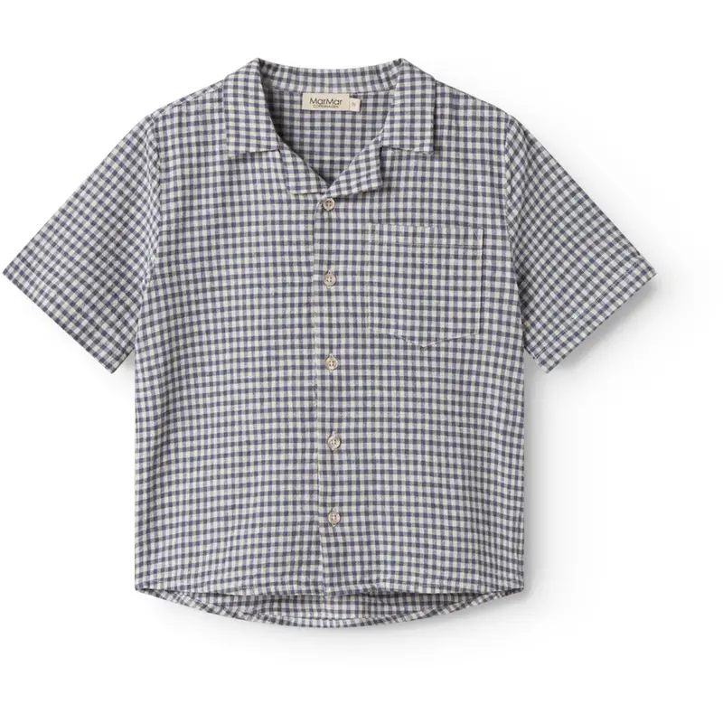Marmar Cotton Linen Marine Check Tage Skjorte 1