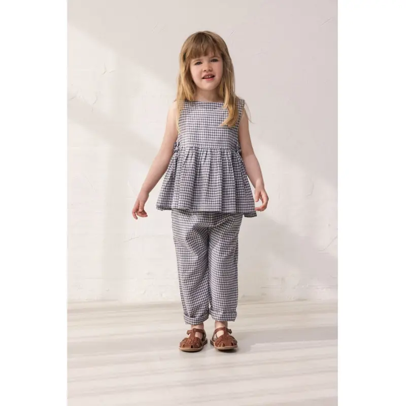 Marmar Cotton Linen Marine Check Tarame Top 2