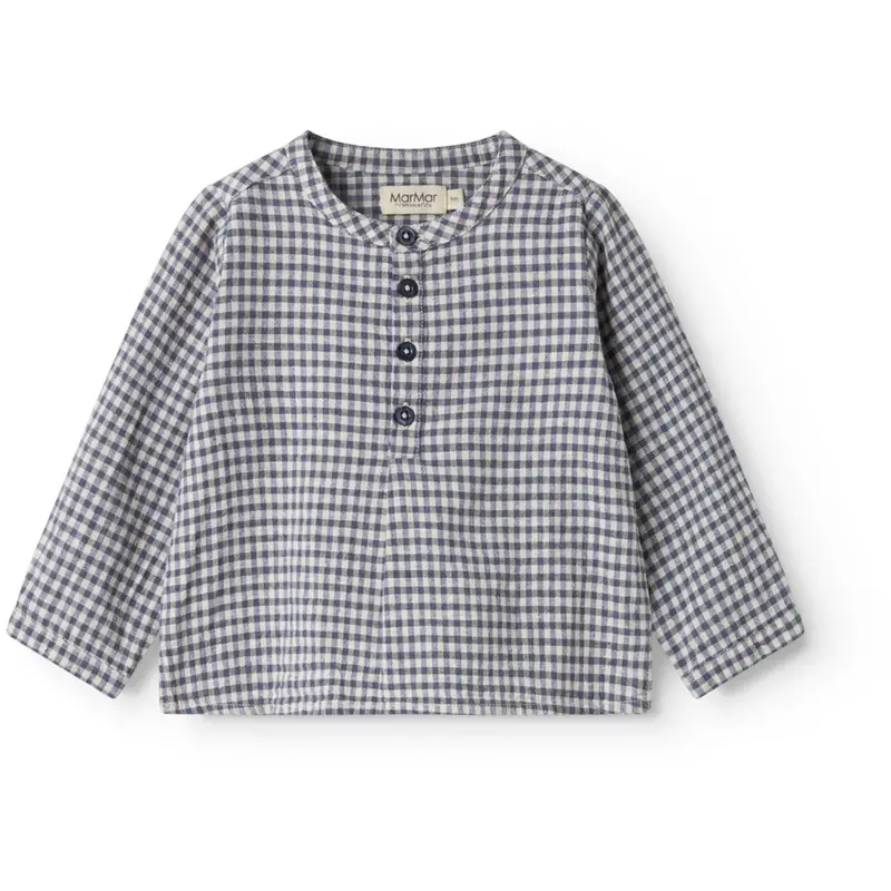 Marmar Cotton Linen Marine Check Totoro Skjorte 1