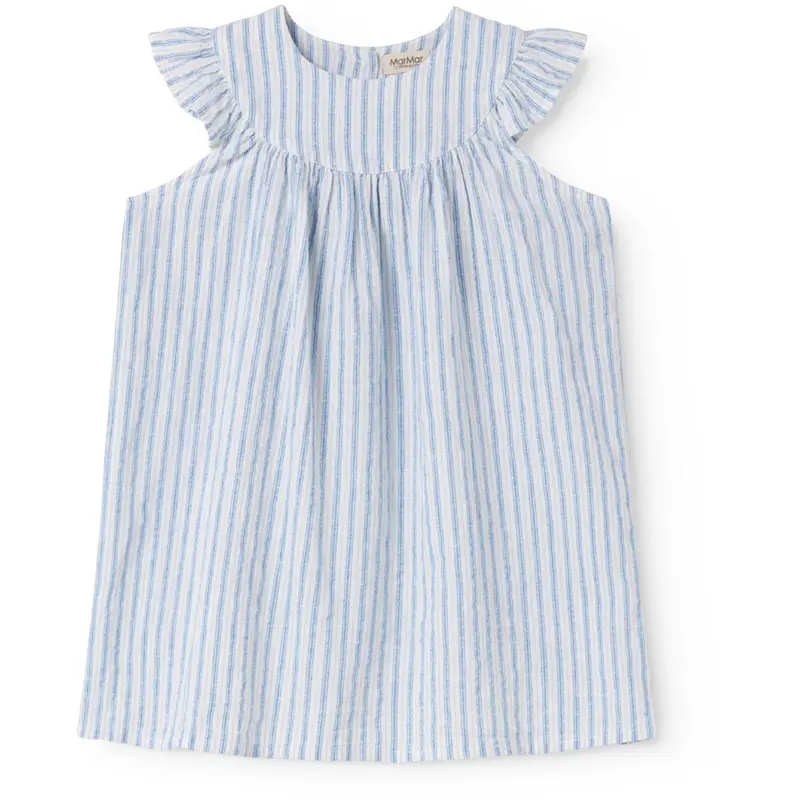 Marmar Cotton Linen Surf Blue Stripe Dhana Kjole 1