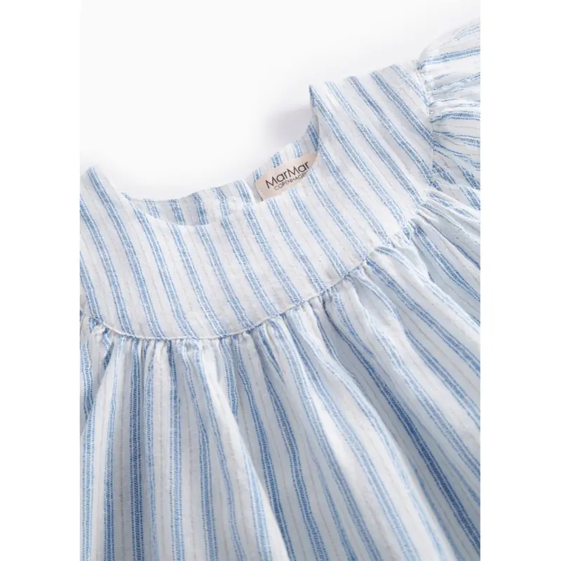 Marmar Cotton Linen Surf Blue Stripe Dhana Kjole 3