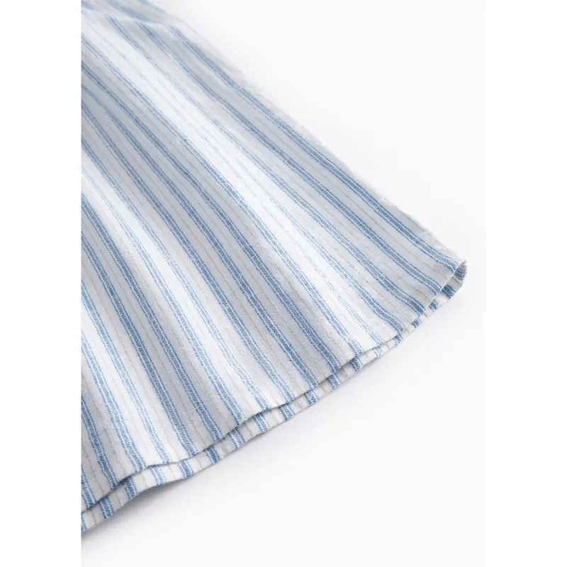 Marmar Cotton Linen Surf Blue Stripe Dhana Kjole 4