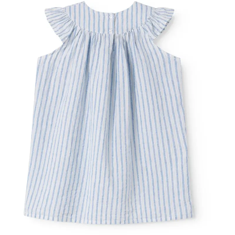 Marmar Cotton Linen Surf Blue Stripe Dhana Kjole 5