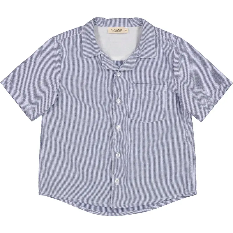 Marmar Fine Cotton Navy Stripe Tage Skjorte 1
