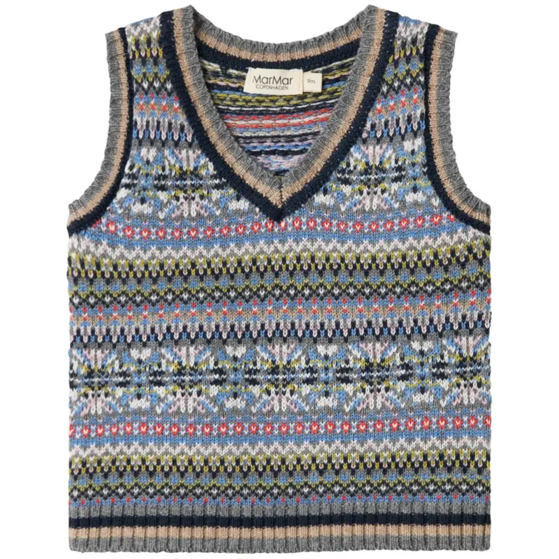 Marmar Light Cotton Wool Fair Isle Fair Isle Taj B Strikket Vest 1