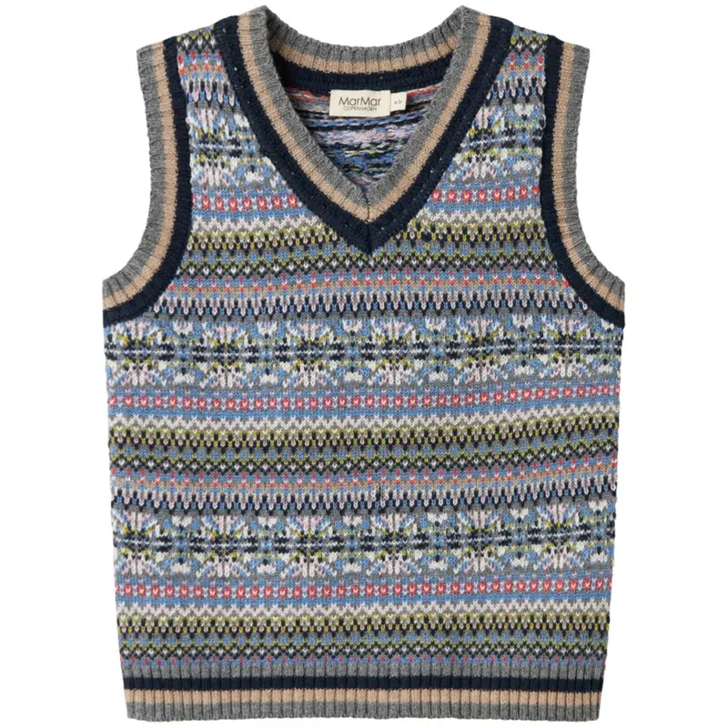 Marmar Light Cotton Wool Fair Isle Fair Isle Taj Strikket Vest 1