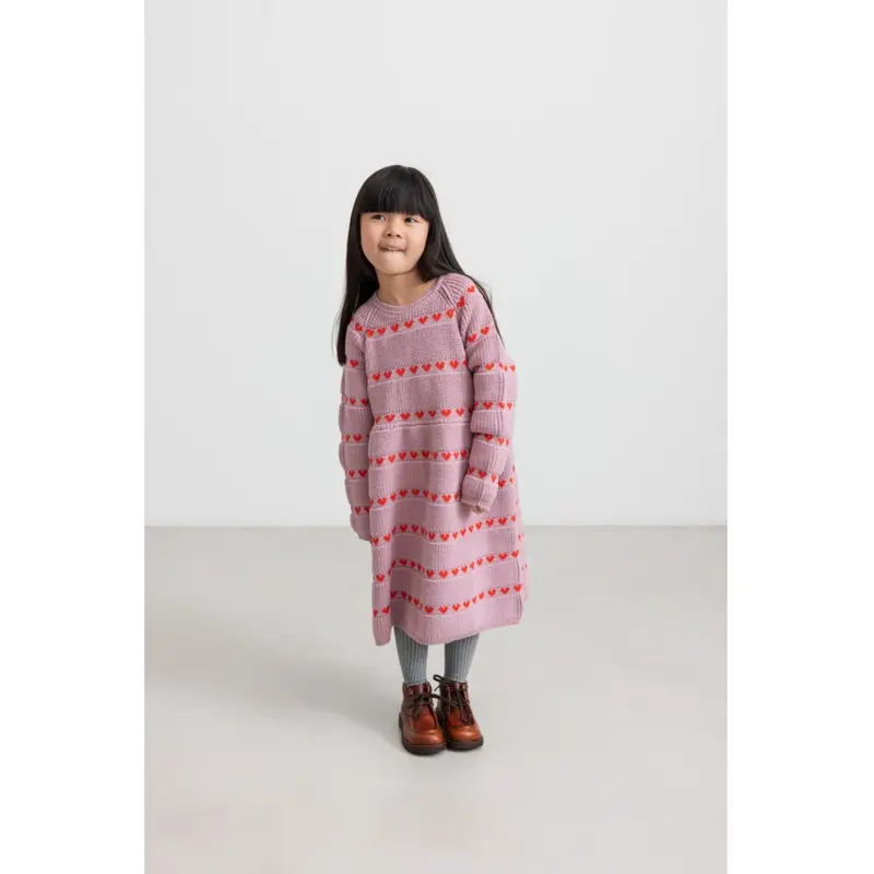 Marmar Light Cotton Wool Pattern Soft Berry Hearts Daso Strik Kjole 3