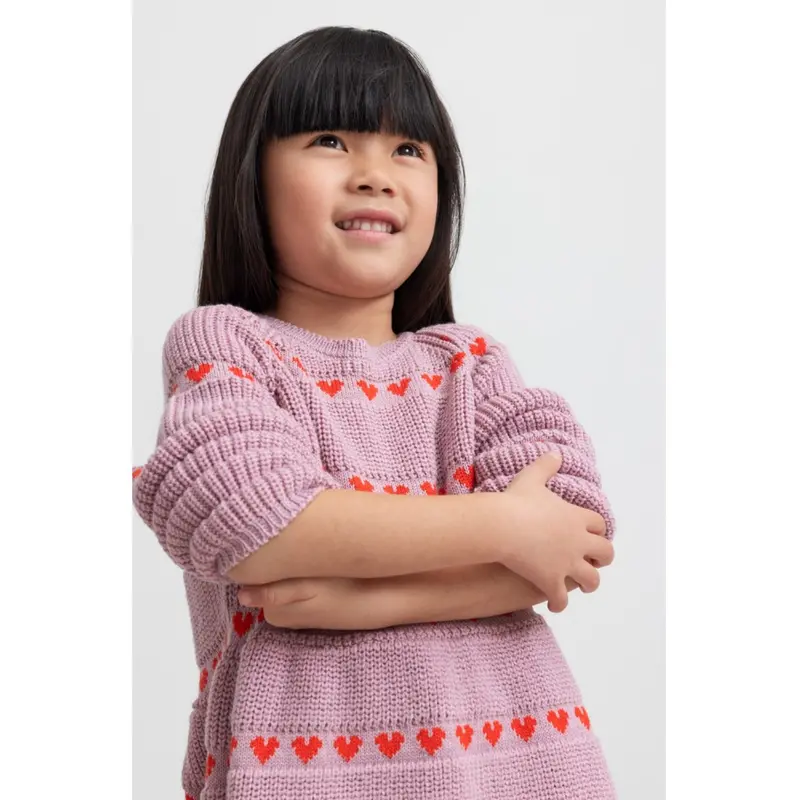 Marmar Light Cotton Wool Pattern Soft Berry Hearts Daso Strik Kjole 4