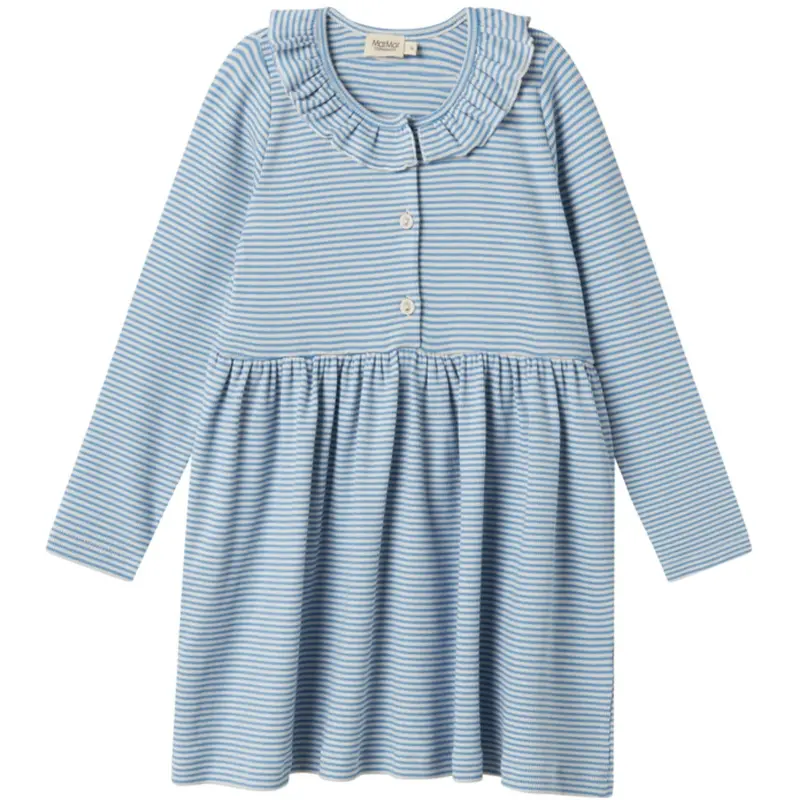 Marmar Modal Fine Rib Blue Stripe Dama Ls Kjole 1