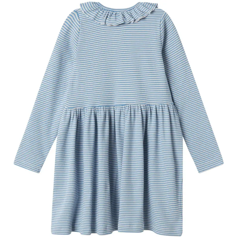 Marmar Modal Fine Rib Blue Stripe Dama Ls Kjole 4