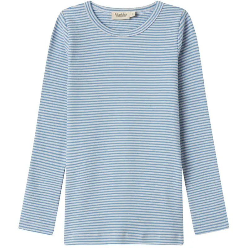 Marmar Modal Fine Rib Blue Stripe Tani Bluse 1