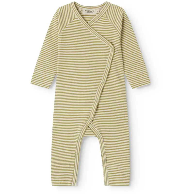 Marmar Newborn Modal Fine Rib Olive Stripe Rikke Heldragt 1
