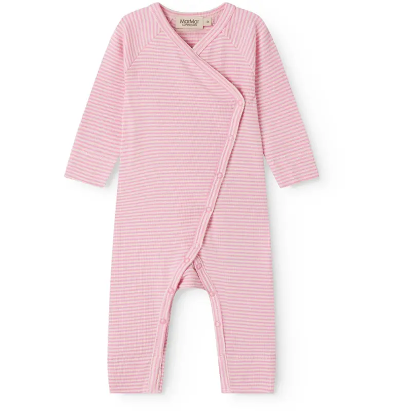 Marmar Newborn Modal Fine Rib Pink Stripe Rikke Heldragt 1