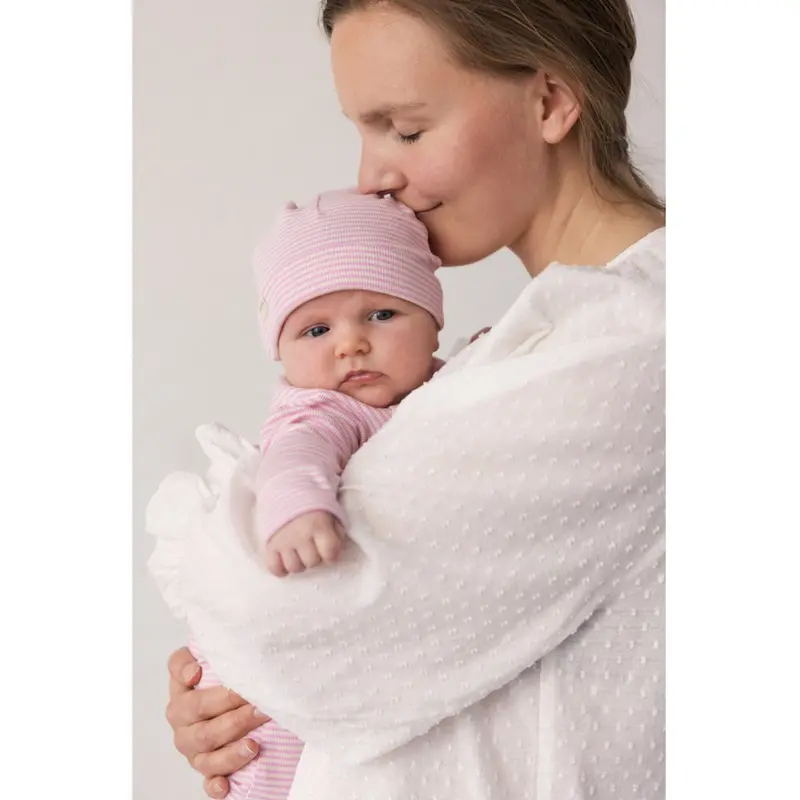 Marmar Newborn Modal Fine Rib Pink Stripe Rikke Heldragt 2