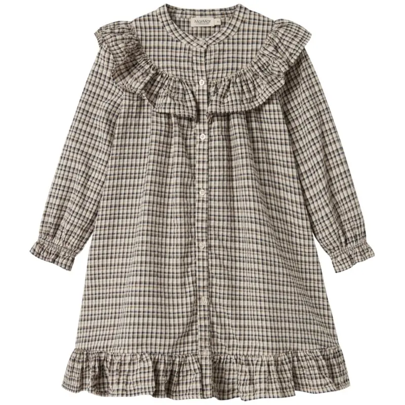Marmar Seersucker Check Pilot Navy Check Dalina Kjole 1