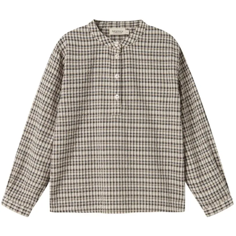 Marmar Seersucker Check Pilot Navy Check Tokyo Skjorte 1