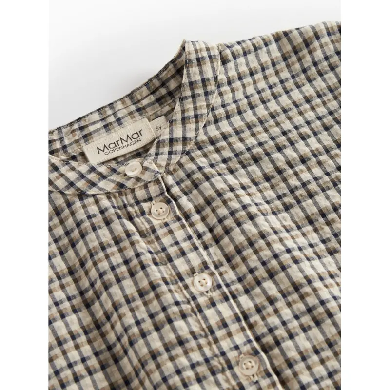 Marmar Seersucker Check Pilot Navy Check Tokyo Skjorte 4
