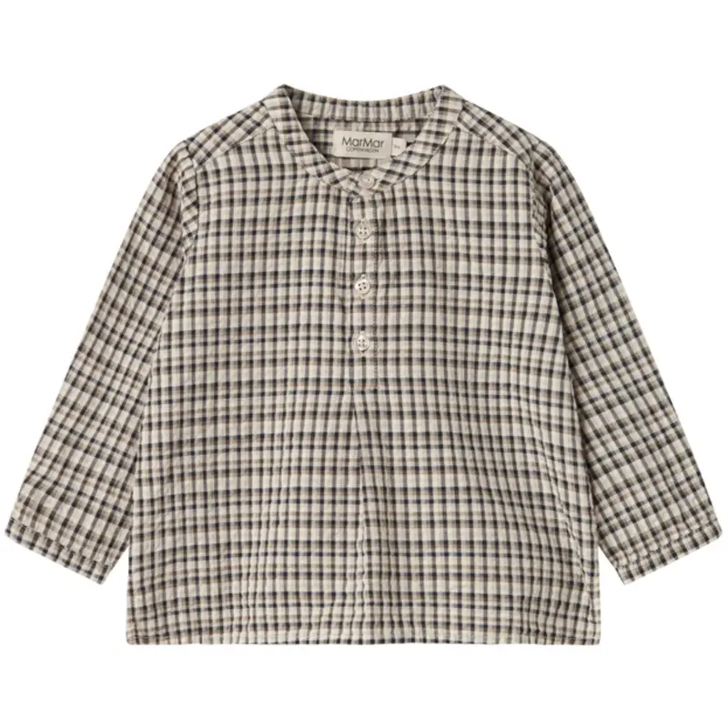 Marmar Seersucker Check Pilot Navy Check Totoro Skjorte 1
