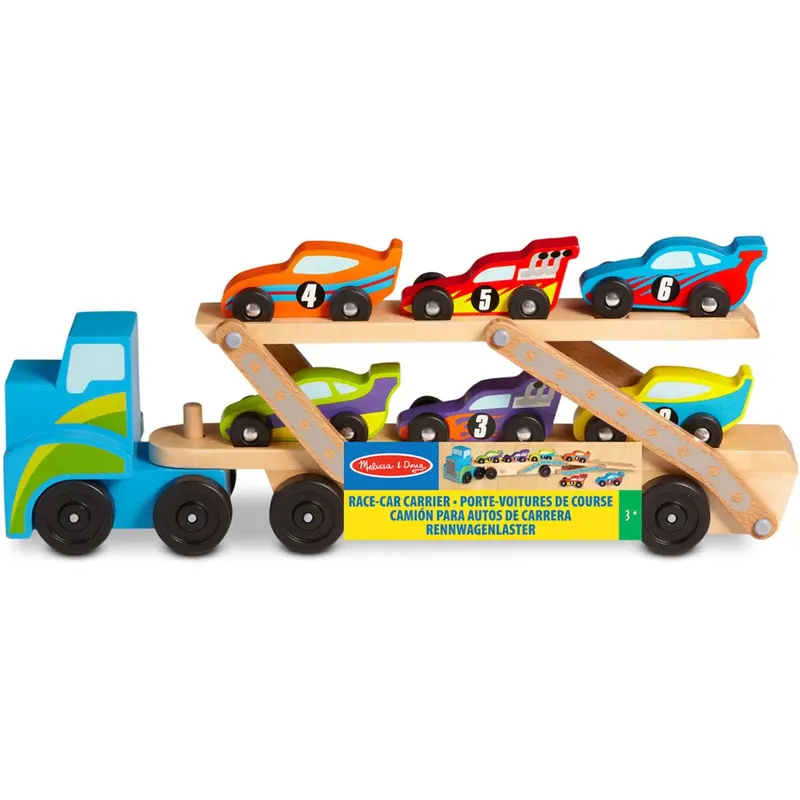 Melissa & Doug Multifarvet Biltransporter "Mega Racerbiler" Sæt 1