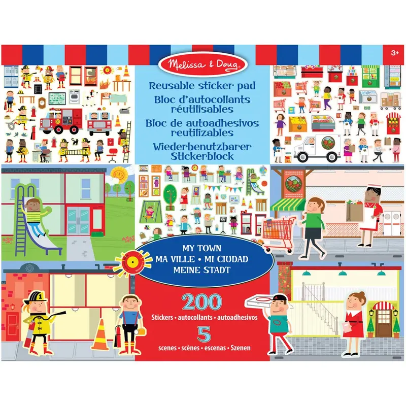 Melissa & Doug Multifarvet Reusable Sticker Pad My Town 1
