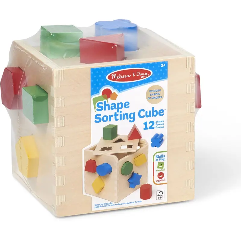Melissa & Doug Multifarvet Sorteringskasse Kube Træ 1