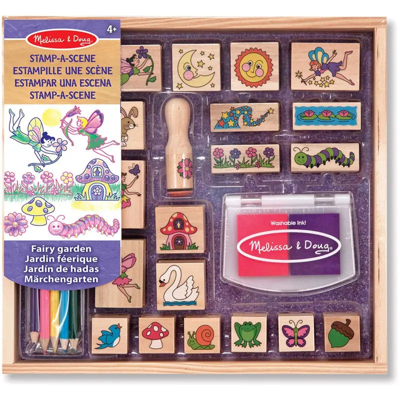 Melissa & Doug Multifarvet Wooden Stamp-A-Scene Fairy Garden 1