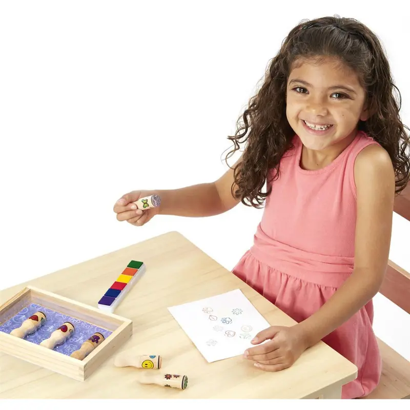 Melissa & Doug Multifarvet Wooden Stamp Set Happy Handles 2