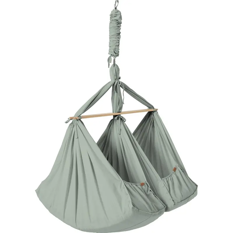 Membantu Sage Green Organic Tvillinge Slyngevugge Basic 1