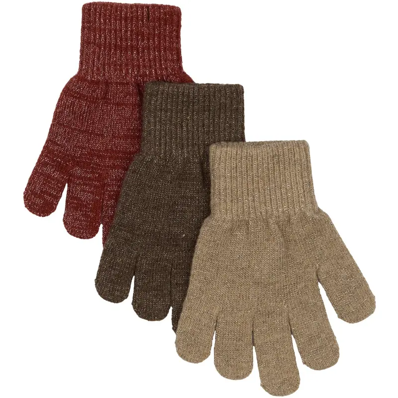 Mikk-Line Apple Butter-Chocolate Chip-Doeskin Magic Handsker 3 Pak Med Lurex 1
