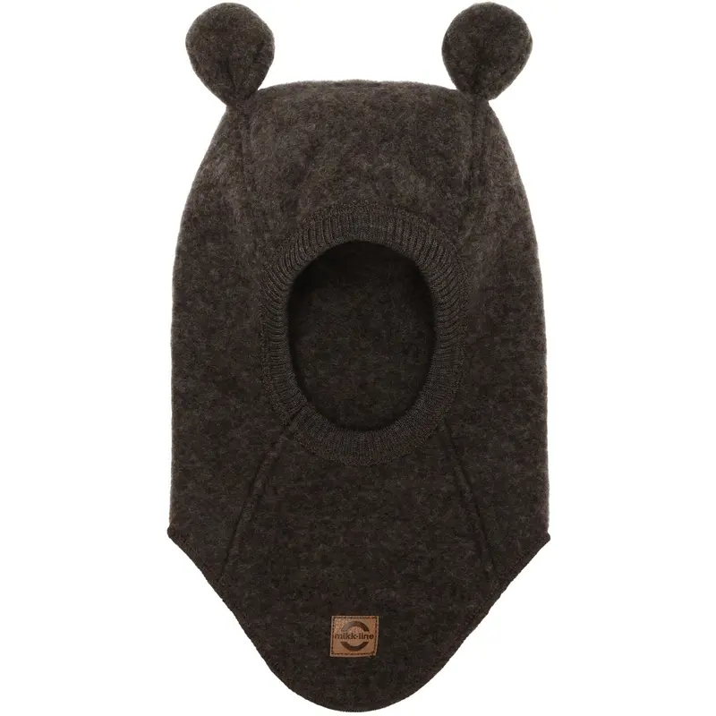Mikk-Line Dark Brown Melange Uld Elefanthue Med Ører 1