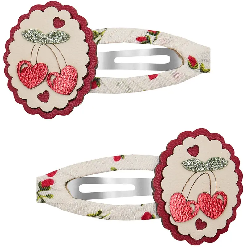 Mimi & Lula 2 Hårspænder - Scallop Framed Cherries Mon Cheri 1