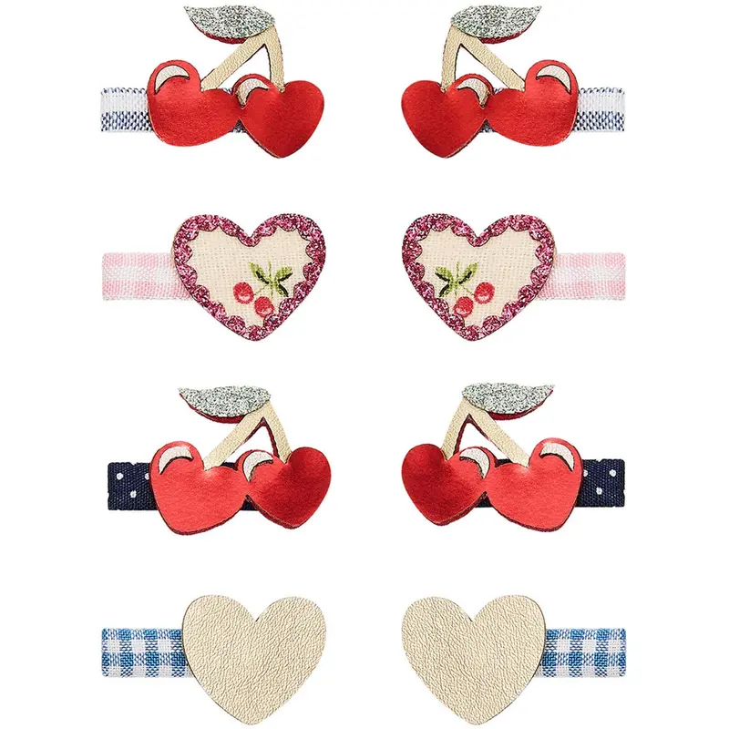 Mimi & Lula 8 Hårclips - Mini Red Cherries Mon Cheri 1
