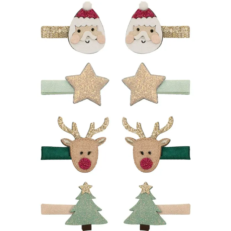 Mimi & Lula 8 Hårclips - Mini Santa Christmas 1