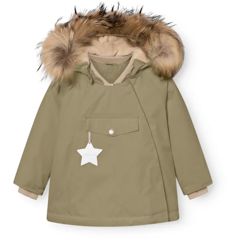 Mini A Ture Aloe Green Matwang Fleece Lined Winter Jakke Fur. Grs 1