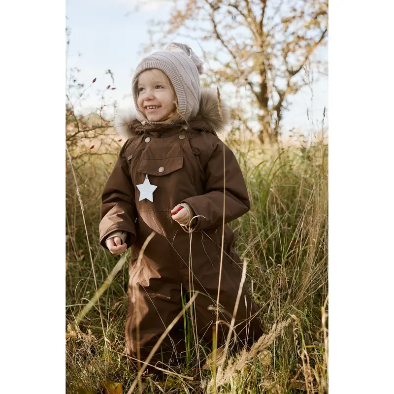 Mini A Ture Chestnut Brown Matwisti Fleece Lined Snowsuit. Grs 2
