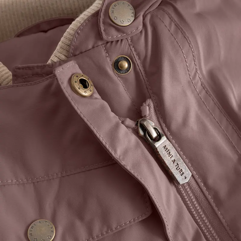 Mini A Ture Peppercorn Plum Matwisti Fleece Lined Snowsuit. Grs 2
