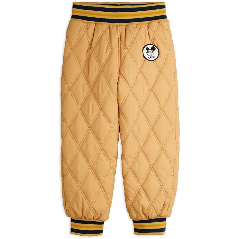Mini Rodini Beige Ritzratz Patch Quiltet Outerwear Trousers 1