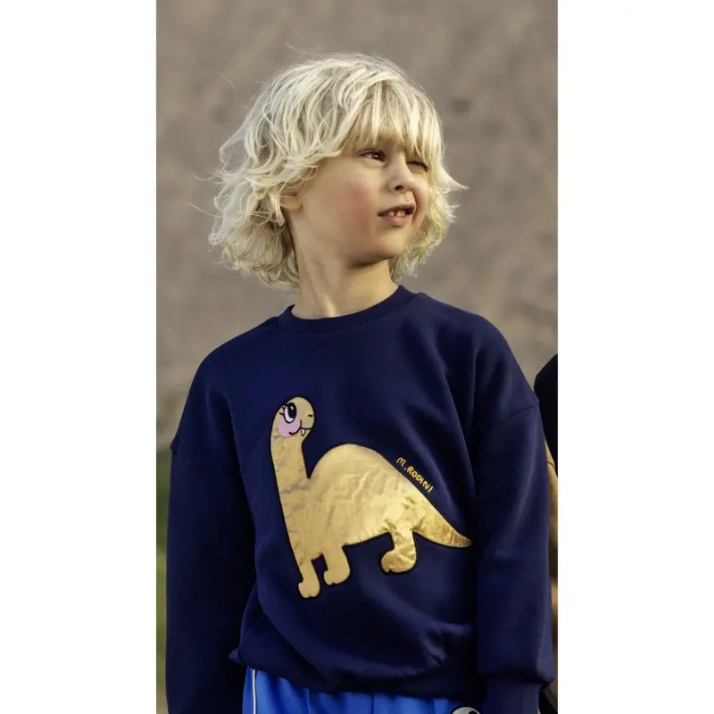 Mini Rodini Blue Dino Application Sweatshirt 3