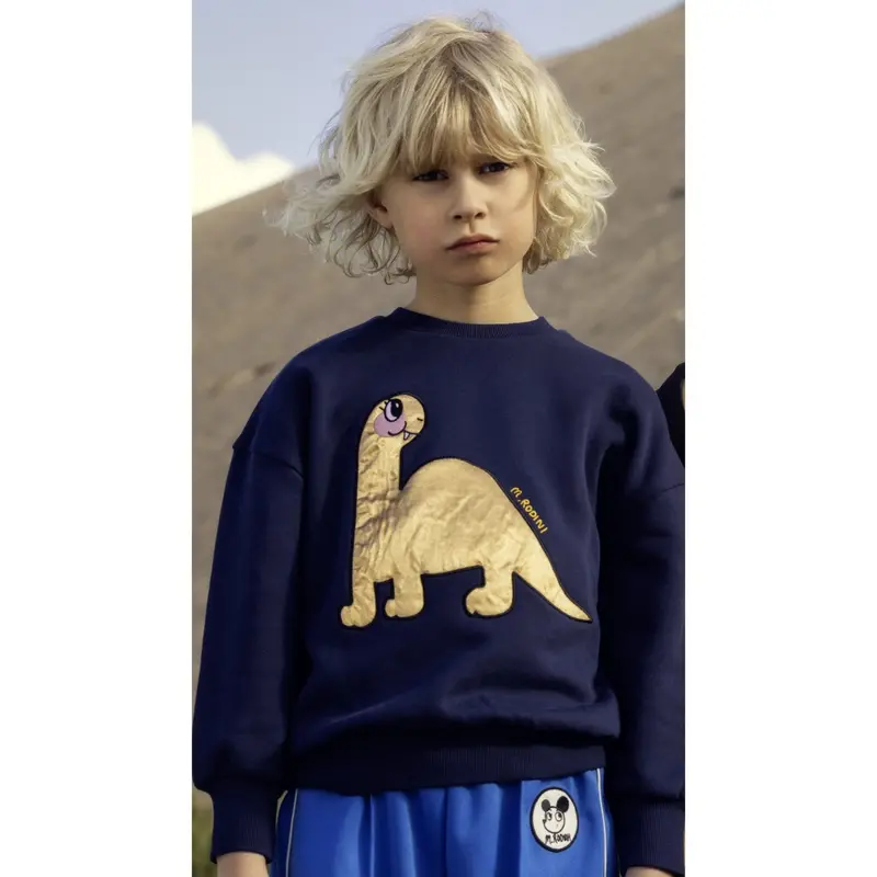 Mini Rodini Blue Dino Application Sweatshirt 4
