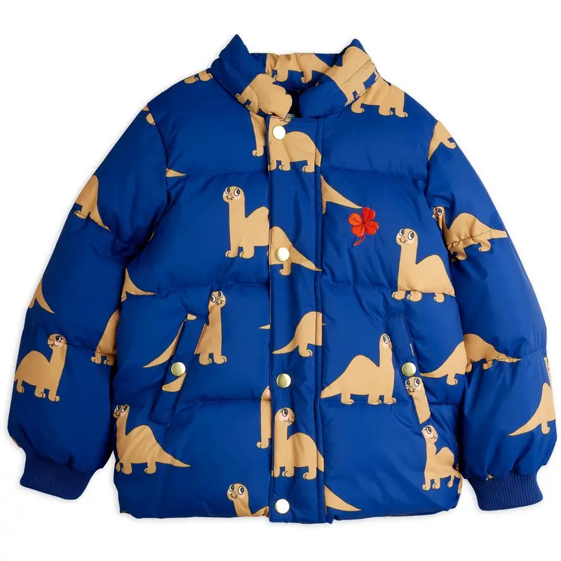 Mini Rodini Blue Dinos Aop Hooded Puffer 3