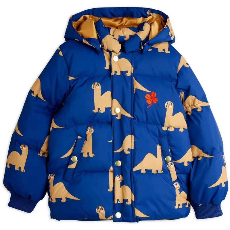 Mini Rodini Blue Dinos Aop Hooded Puffer 5