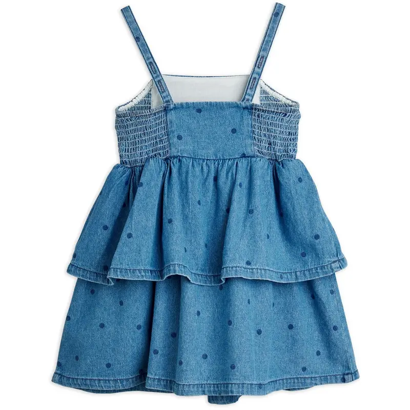 Mini Rodini Blue Lw Denim Dots Aop Strop Kjole 4